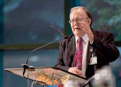 <strong>SABBATH MESSAGE:</strong> North American Division President Dan Jackson addresses church leaders and guests on November 2, 2013 at the Adventist World Headquarters in Siver Spring, Maryland.