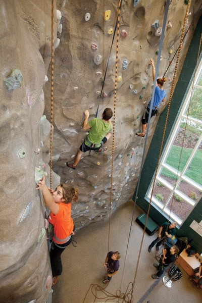 CLIMBING WALL: The Hulsey Wellness Center houses Southern’s 30-foot climbing wall. 