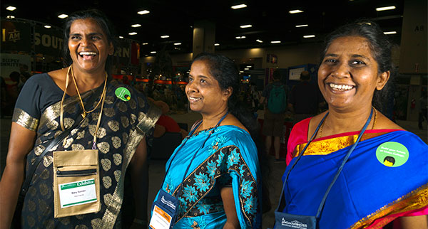 [From left to right] Mary Sunder, Sushila Karunakaran, Ruby (White) Johnson