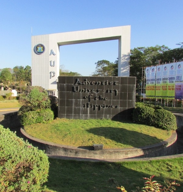 A campus sign reading the "Adventist University of the Philippines." Photo: AUP