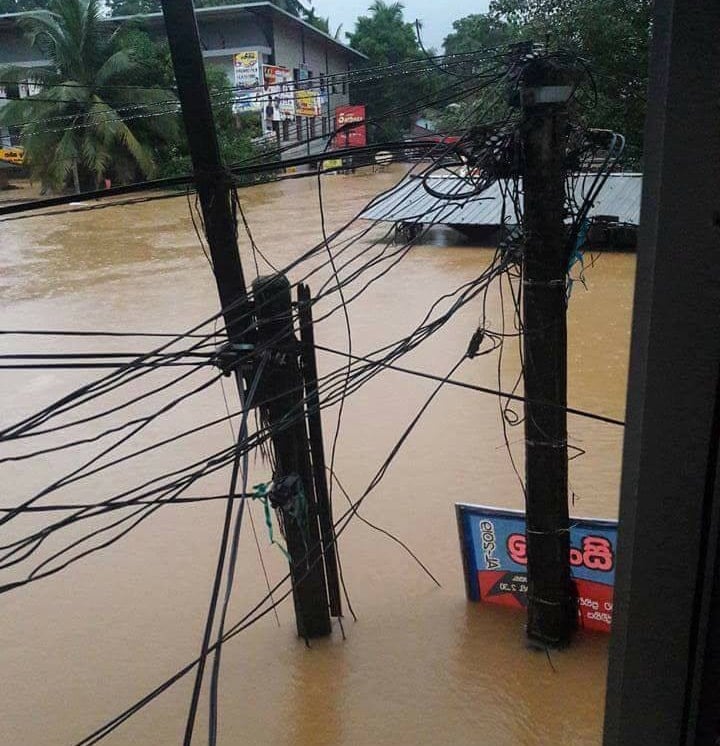 Buildings and property submerged by the flooding in central and southern Sri Lanka, following the monsoon rains believed to be the worst in more than a decade. [Photo: ADRA Sri Lanka Facebook]