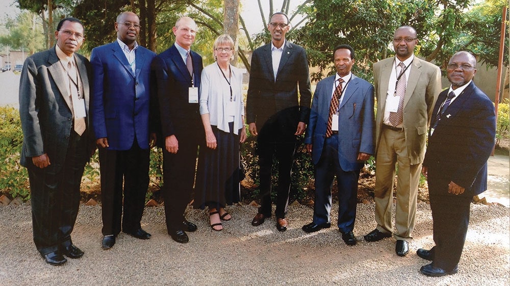 Adventist Church leaders meet with the president of Rwanda. ECD Communications