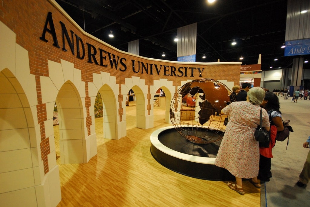 The Andrews University booth at the last General Conference session in 2010 in Atlanta, Georgia. (Robert East / ANN)