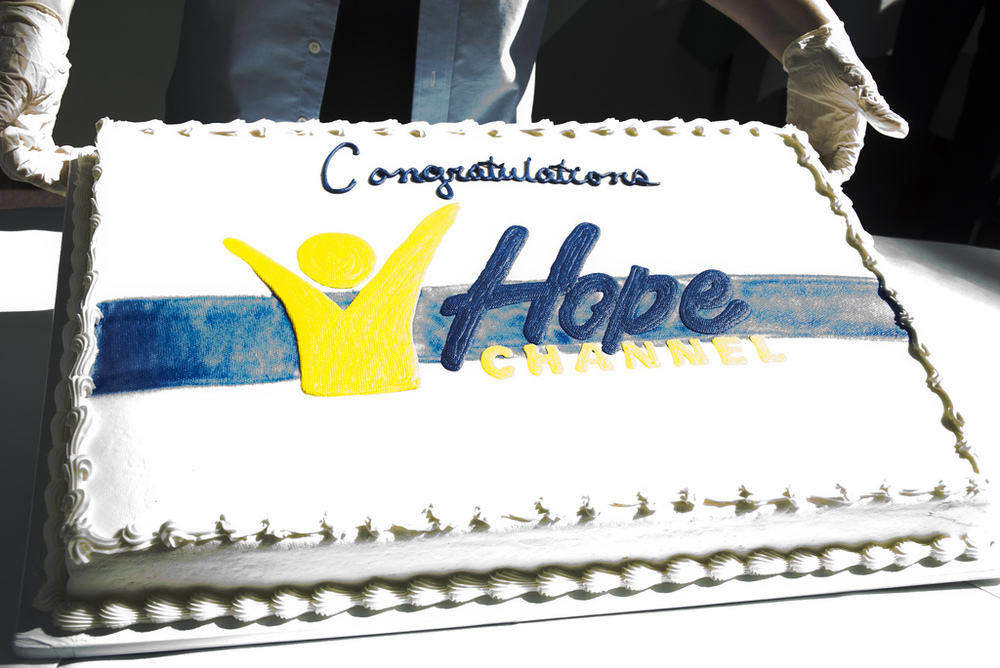 A cake being served at the groundbreaking ceremony for the construction of Hope Channel's main offices at the Adventist world church's headquarters in Silver Spring, Maryland, in 2009. (Megan Brauner / GC Communication)