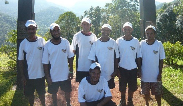 The Elodo brothers, Adventists from the village of Manari, posing with their Kokoda Track team. (Adventist Record)