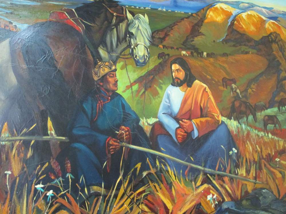 A beautiful painting in the Mongolia Mission office.