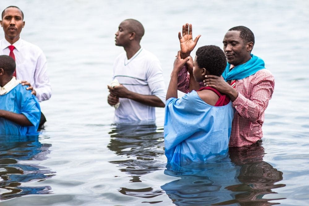 Some of the 100,777 people baptized in Rwanda after the evangelistic meetings.
