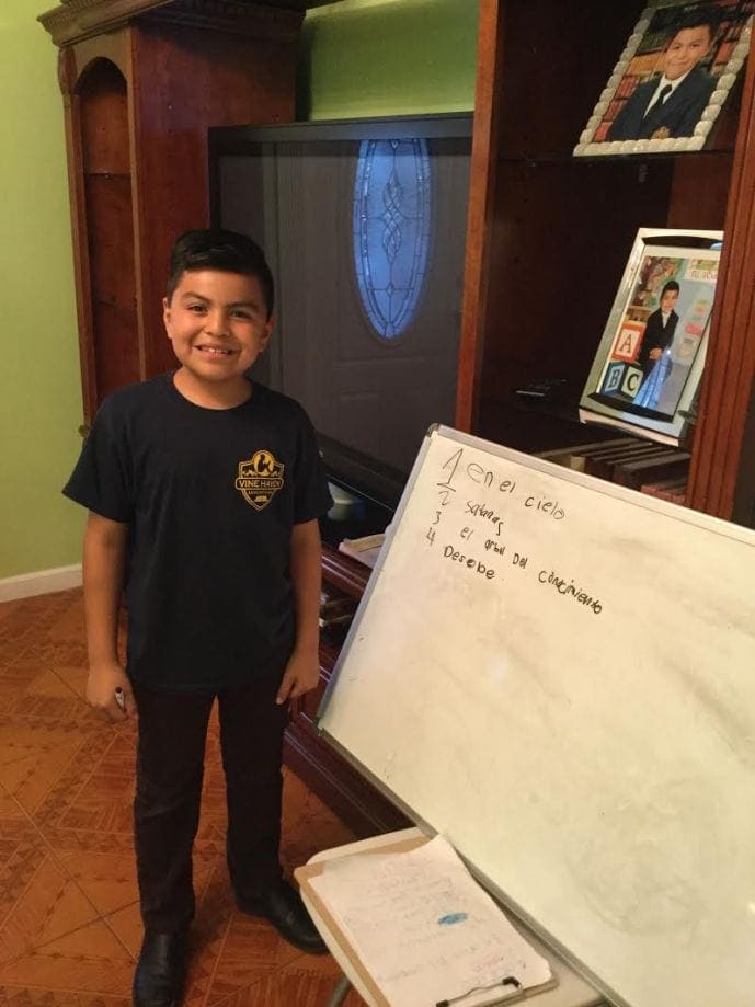 Fourth grader Jaffet Vazquez leading a Bible study. (Visitor)