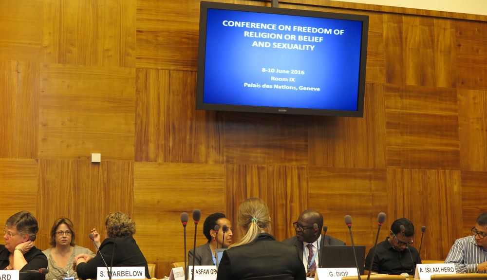 Ganoune Diop and other attendees participating at the UN conference.