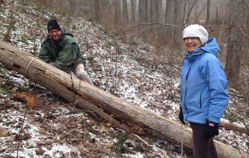 Adventist Church president Ted N.C. Wilson and his wife, Nancy, preparing firewood at their home in Maryland on Friday, Jan. 22, hours before the blizzard struck. (Ted Wilson / Facebook)