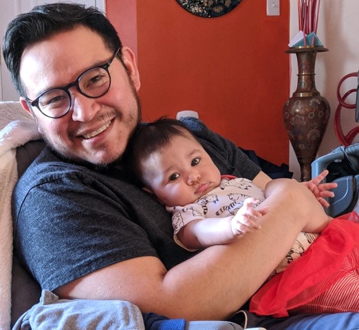 Alex Barrientos loves to cuddle with his daughter, Shanthi.
