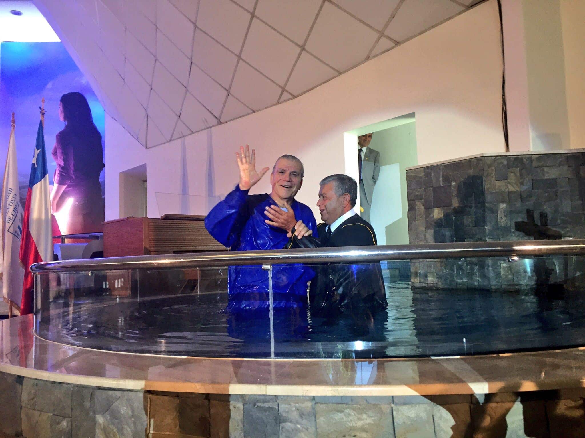 Francisco Rozas Bravo after his baptism. The former philosophy professor chose to join the Seventh-day Adventist Church after a center of influence offered classes nearby.  Photo: ASN News