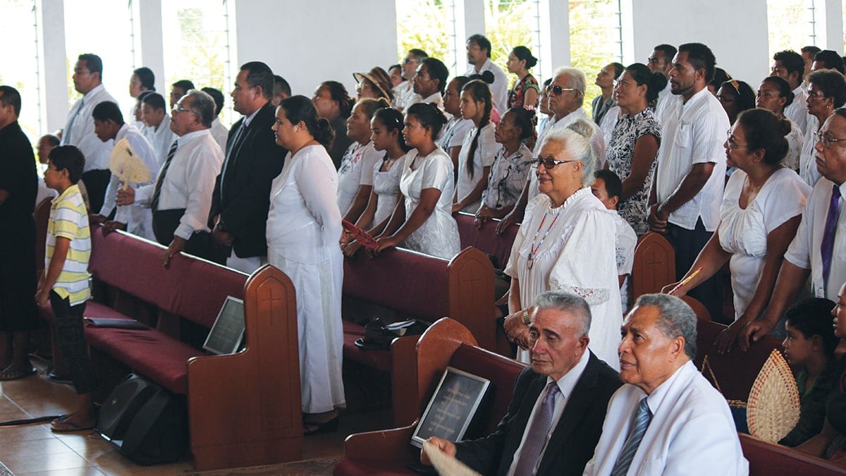 One of the Seventh-day Adventist congregations in the South Pacific island nation of Samoa. [Photo: Adventist Record]