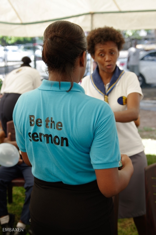 A young lady listens to the last instructions before heading out to the community to "Be the Sermon" in the Seychelles, as part of the local youth activities for Global Youth Day 2017. [Photo: Adventist Church in the Seychelles Facebook]