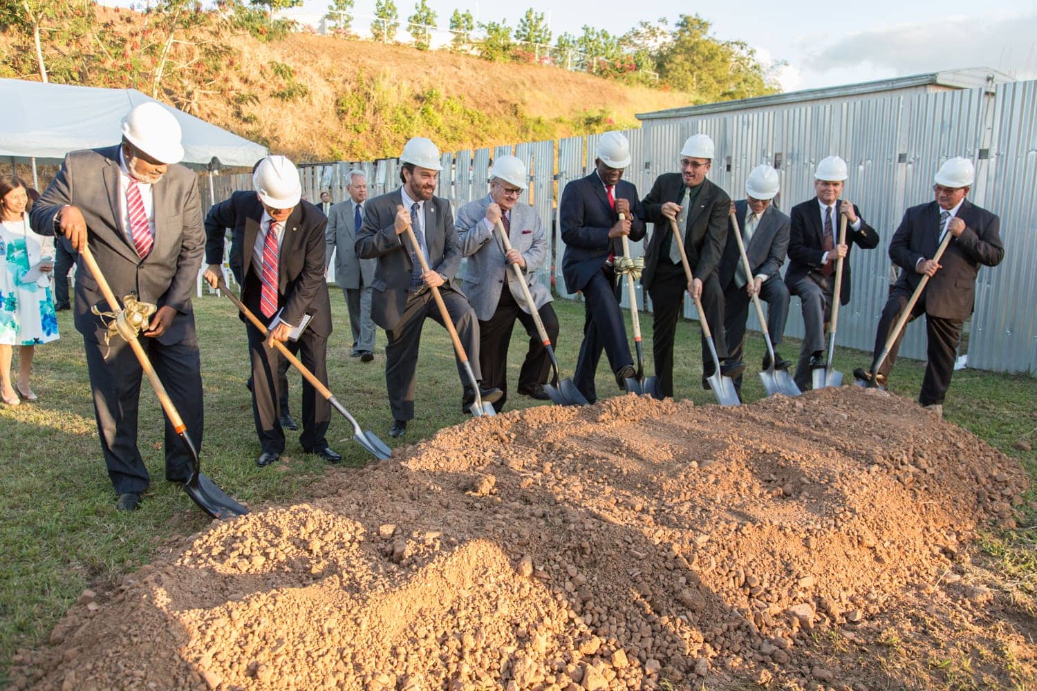 Seventh-day Adventist leaders form Inter-America and the Adventist World Church break ground for the new facility that will house two of church’s higher education institutions, on the campus of Antillean Adventist University in Mayaguez, Puerto Rico. The ceremony brought dozens of church leaders and educators on Jan. 19, 2017. (Image courtesy of IATS)