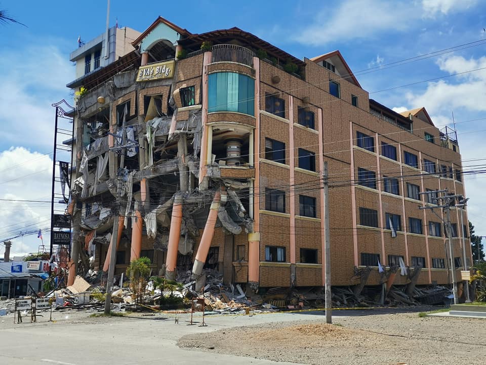 Hotel crumbles after a series of earthquakes near the city of Kidapawan, Cotabato, the Philippines in October 2019. [Photo: ADRA Philippines]