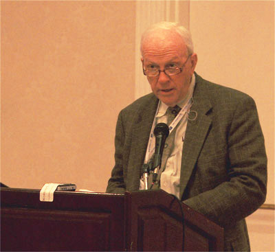 Professor Eugene Merrill addresses the ATS annual meeting on the legacy of Gerhard F. Hasel. Photo: Terry Dodge