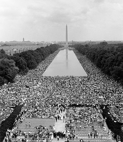 A view of the packed National Mall from the podium where King spoke.