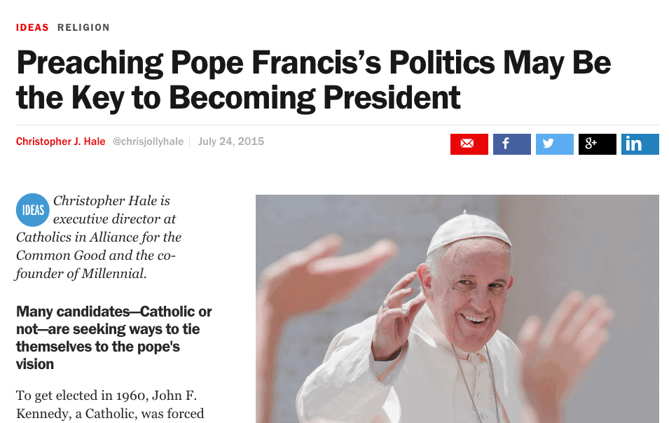 This news commentary, written by the executive director for Catholics in Alliance for the Common Good, carries a thought-provoking headline in the current issue of Time Magazine.