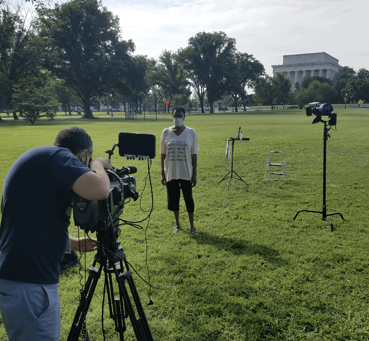 Jacqueline Galloway Blake interviewed by news media about the August 28, 2020, March on Washington. [Photo: courtesy of Jacqueline Galloway Blake]
