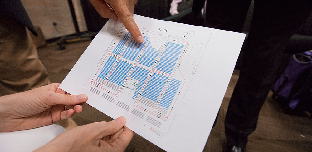 Organizers have developed a floor plan for voting traffic so voting occurs smoothly and efficiently. Photo: David B. Sherwin