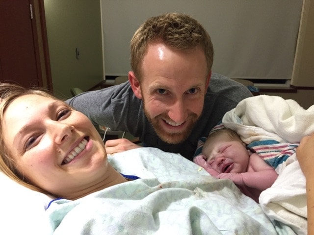 Wilson's daughter Catherine posing with her husband, Bob Renck, and their newborn baby, Hannah. (Ted Wilson)