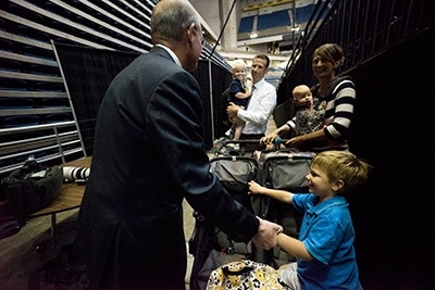 Ted Wilson greets family members after reelection. Photo: Josef Kissinger