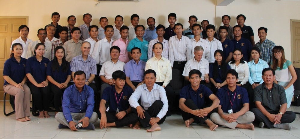 Bible Conference participants posing for a group photo in Cambodia. (Michael W. Campbell)