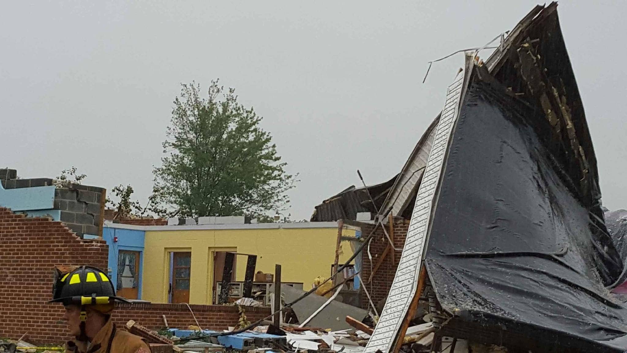 The storm tore the roof off the school in Hamburg, Pennsylvania. (Facebook)
