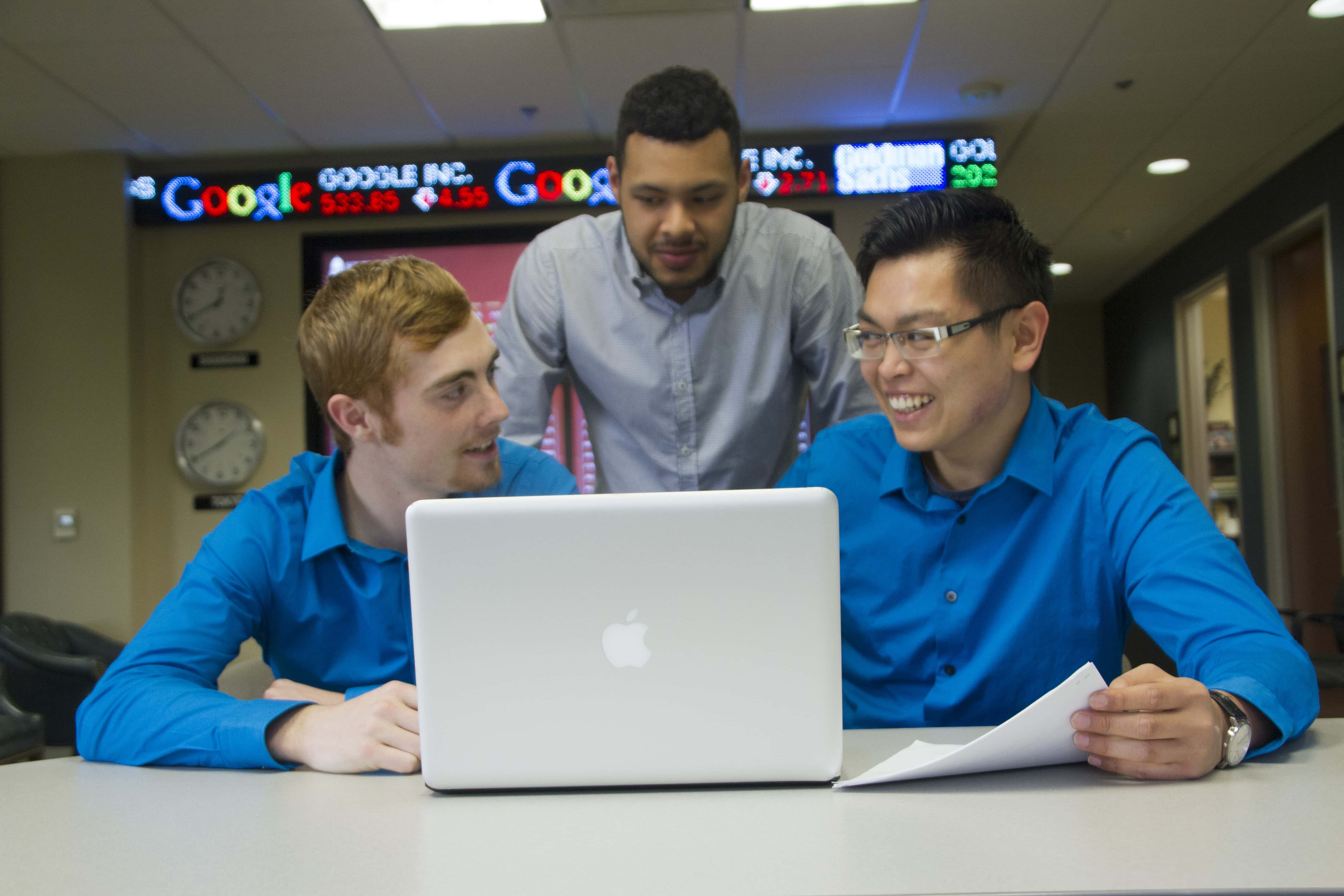 The students on winning Team C, from left: Tony Seery, Harvey Contreras, and Nhat Nguyen. (Southwestern Adventist University)