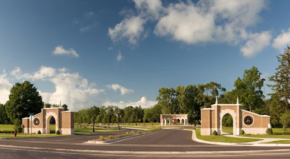 The entrance to Andrews University that Andreasen helped build. (Andrews University)