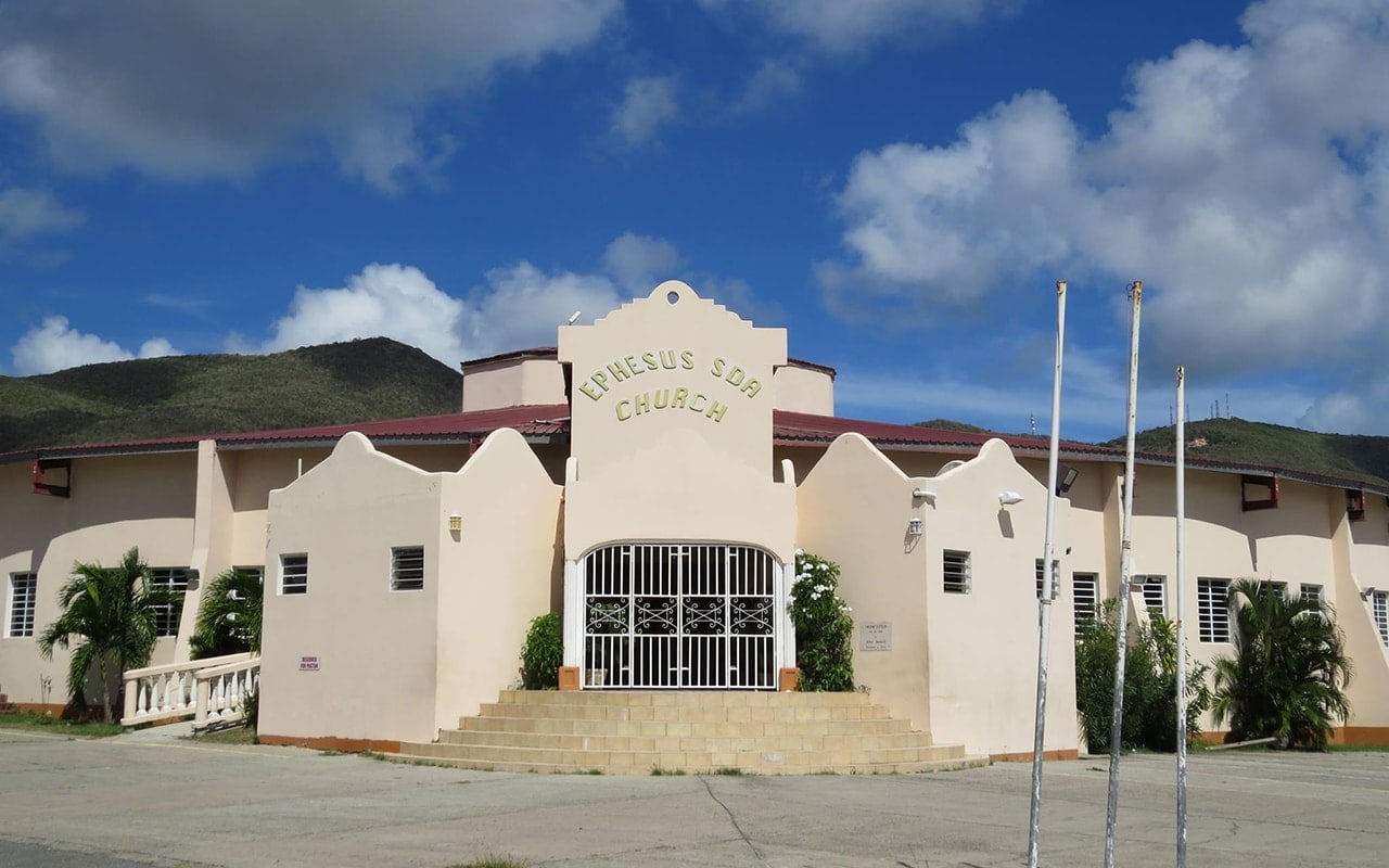 The Ephesus Seventh-day Adventist Church on Sint Maarten was rededicated on June 2, 2019, after Hurricane Irma destroyed it nearly two years ago. [Photo: Ephesus Adventist church Facebook account]