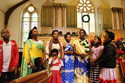 Congolese refugees singing at the Ebenezer Church. Photo: Columbia Union Visitor