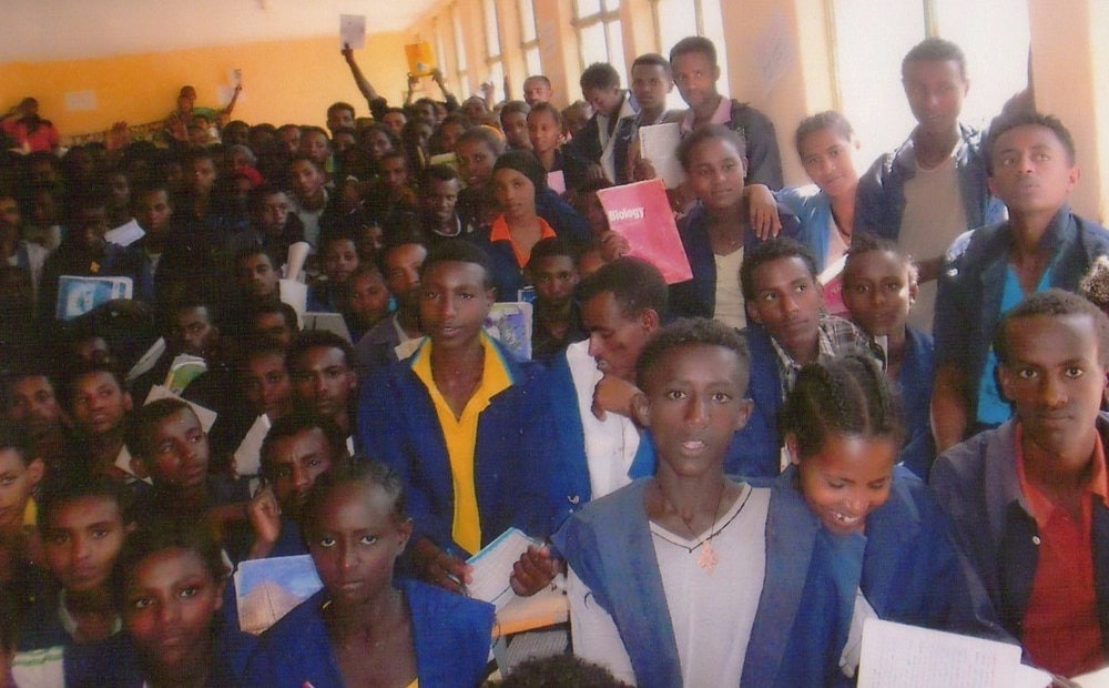 Students posing for a photo at Worku Memorial Academy. Photo: ANN