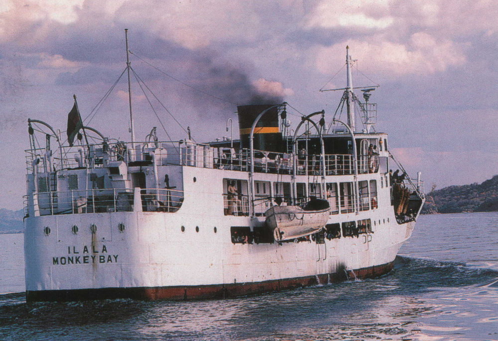 The MV Ilala ship leaving Nkhata Bay in 1990. The 172-foot (52-meter) ship, which first set sail in 1951, was ordered as a replacement for the capsized 130-foot (40-meter) MV Vipya. Photo: Wikicommons