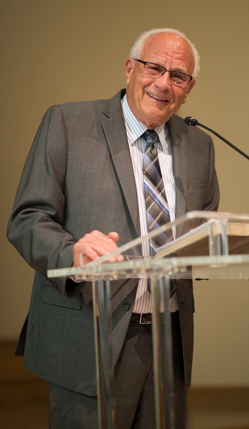 George Knight speaking at the ceremony. Photo: Andrews University