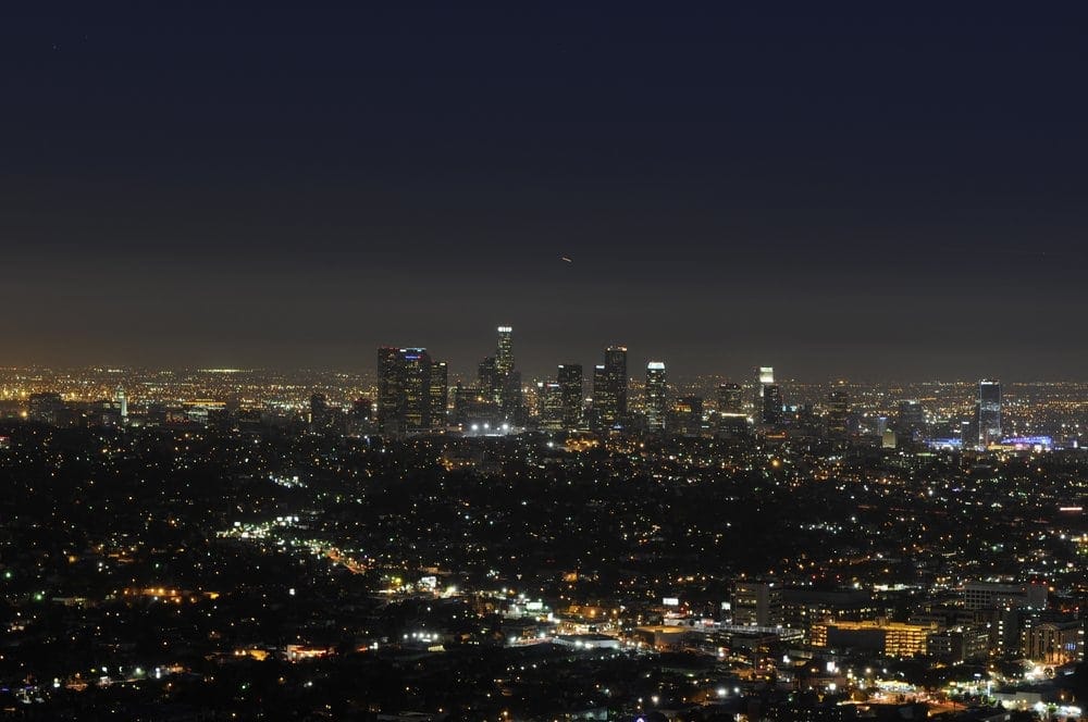 A nighttime view of Los Angeles, where Hope Channel's potential audience is more than 14.4 million viewers.