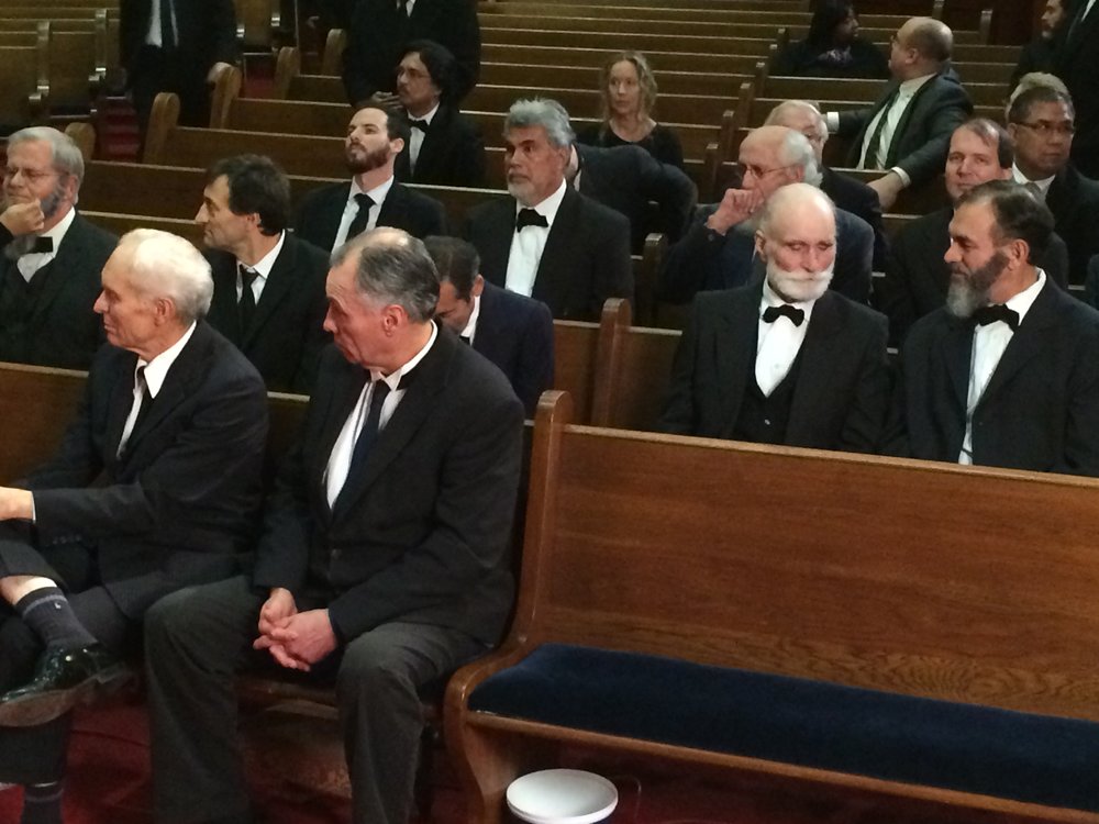 Extras sitting in the pews during the session re-enactment. Photo courtesy of Stephen Chavez