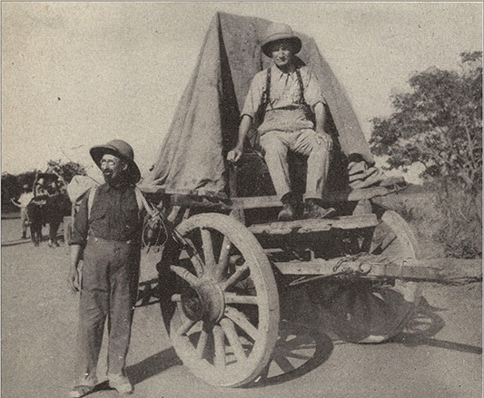 William H. Anderson (standing) re-enacts the first settlement of Old Solousi Mission in 1894. [Courtesy of the General Conference of Seventh-day Adventists Archives]