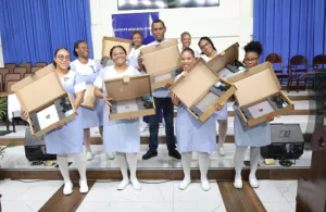 In Jamaica, 100 Students Applaud Gifts of Laptops, Oximeters from AdventHealth
